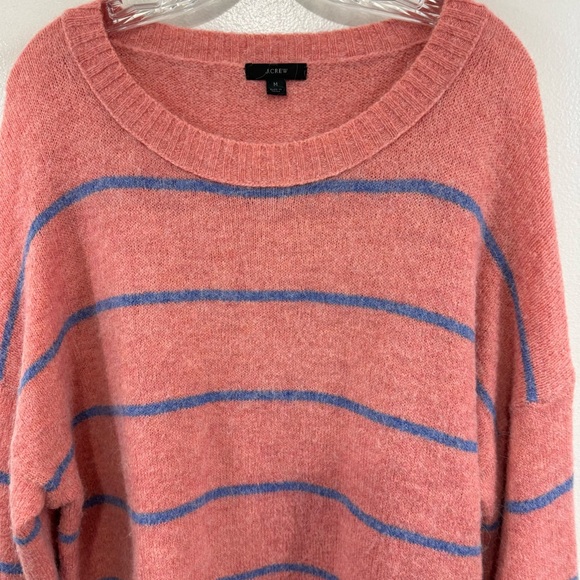 J Crew Alpaca Merino Wool Crewneck Stripe Pink/Blue sweater AK162 Sz Medium - Picture 3 of 11